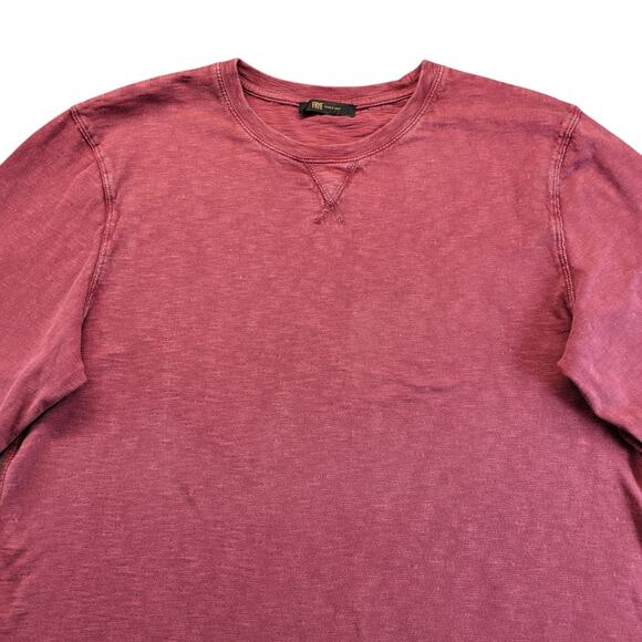 Frye and Co. Mens Burgundy Long Sleeve Thermal Shirt Large Patch Logo Clean - Picture 4 of 10